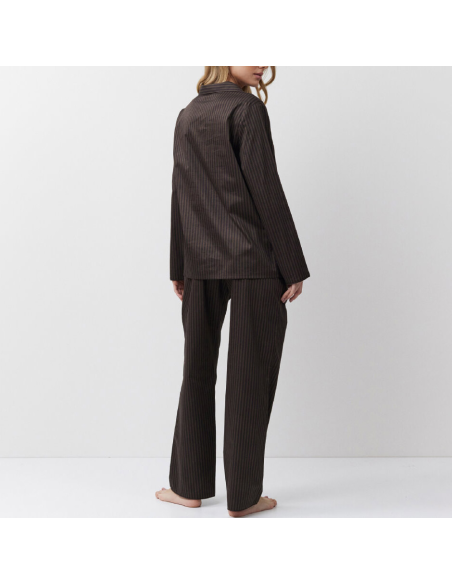 ARUELLE PIGIAMA APERTO DONNA MANICA LUNGA E PANTALONE LUNGO IN POPELINE - NOEMIE