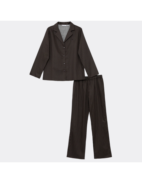 ARUELLE PIGIAMA APERTO DONNA MANICA LUNGA E PANTALONE LUNGO IN POPELINE - NOEMIE