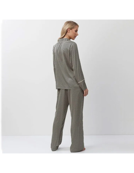 ARUELLE PIGIAMA APERTO DONNA MANICA LUNGA E PANTALONE LUNGO IN RASO - ROMIE