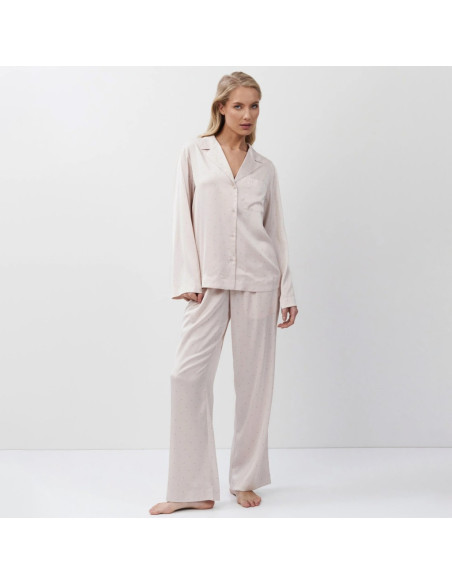 ARUELLE PIGIAMA APERTO DONNA MANICA LUNGA E PANTALONE LUNGO IN RASO - GILIAN