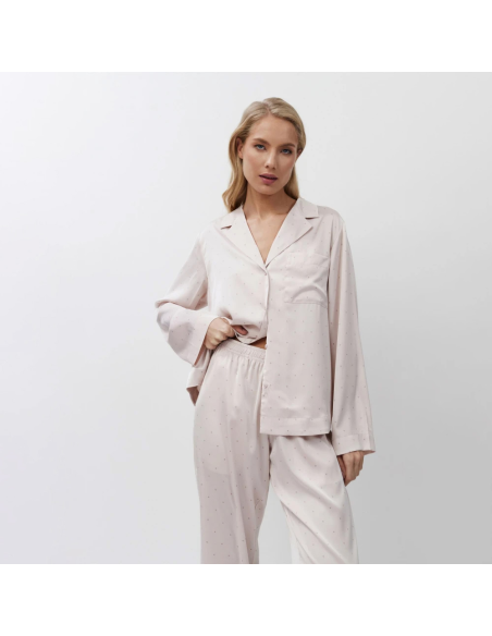 ARUELLE PIGIAMA APERTO DONNA MANICA LUNGA E PANTALONE LUNGO IN RASO - GILIAN