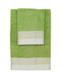 DEA COPPIA ASCIUGAMANI VISO E OSPITE IN SPUGNA CON BALZA...