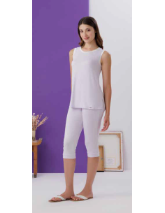 AMADINE PIGIAMA DONNA SPALLA LARGA E PANTALONE CORTO IN...