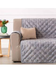 RIVIERA COPRIDIVANO DOUBLE FACE IN VELLUTO E TESSUTO...