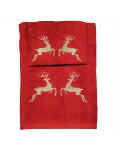 DEA SET 2 ASCIUGAMANI NATALIZI IN SPUGNA DI COTONE - MERANO