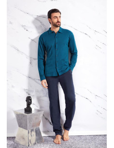 QBO PIGIAMA UOMO APERTO MANICA LUNGA E PANTALONE LUNGO IN...