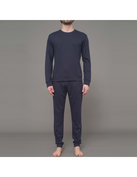JULIPET PIGIAMA UOMO GIROCOLLO MANICA LUNGA E PANTALONE LUNGO IN COTONE MODAL - LAMBIATE