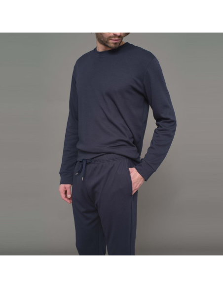 JULIPET PIGIAMA UOMO GIROCOLLO MANICA LUNGA E PANTALONE LUNGO IN COTONE MODAL - LAMBIATE