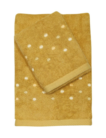 DEA COPPIA ASCIUGAMANI VISO E OSPITE IN SPUGNA RICAMATA - CORIANDOLI