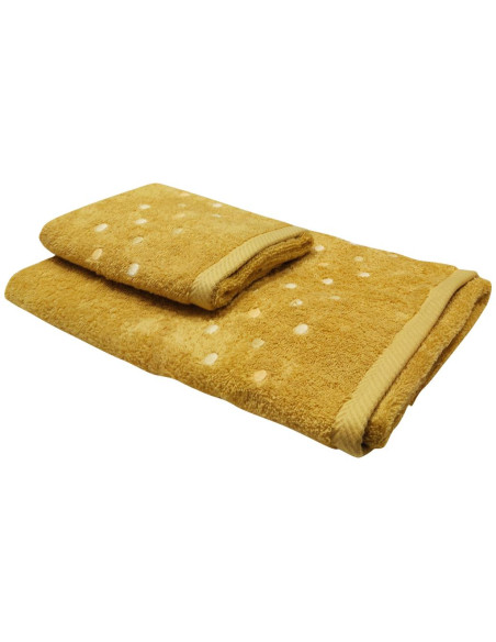 DEA COPPIA ASCIUGAMANI VISO E OSPITE IN SPUGNA RICAMATA - CORIANDOLI