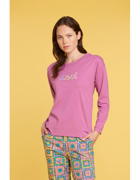 NOIDINOTTE PIGIAMA DONNA GIROGOLA MANICA LUNGA E PANTALONE LUNGO