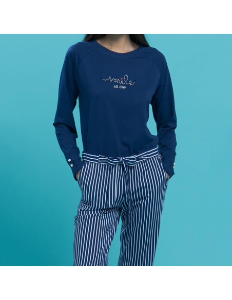 NOIDINOTTE PIGIAMA DONNA MANICA LUNGA E PANTALONE LUNGO 