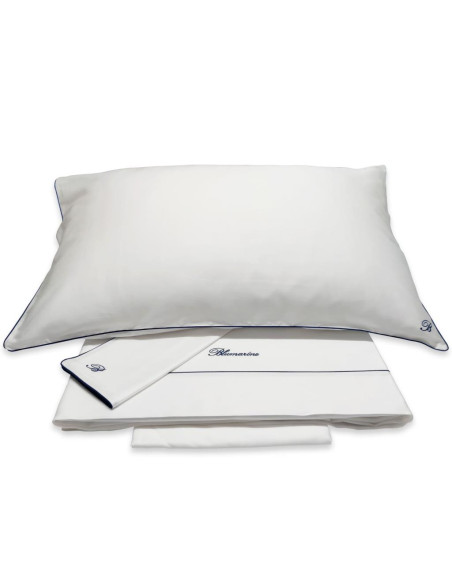 BLUMARINE COMPLETO LENZUOLA MATRIMONIALE IN RASO - PROFILO BLU