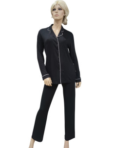 QBO PIGIAMA DONNA APERTO MANICA LUNGA E PANTALONE LUNGO