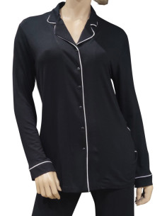 QBO PIGIAMA DONNA APERTO MANICA LUNGA E PANTALONE LUNGO 2