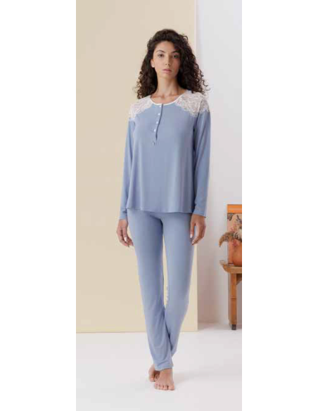 AMADINE PIGIAMA DONNA SERAFINO MANICA LUNGA E PANTALONE LUNGO IN VISCOSA