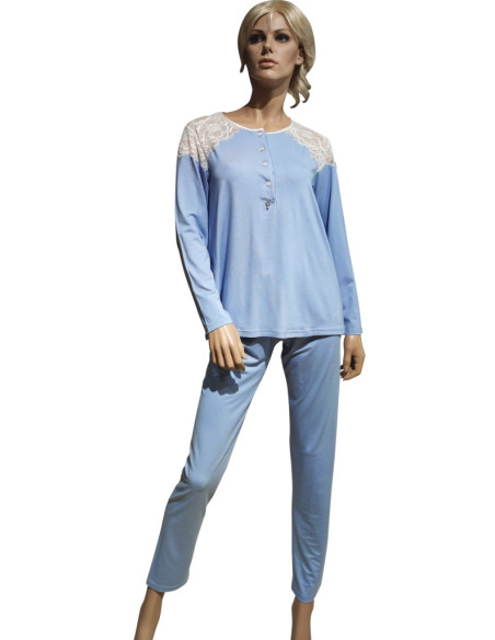 AMADINE PIGIAMA DONNA SERAFINO MANICA LUNGA E PANTALONE LUNGO IN VISCOSA