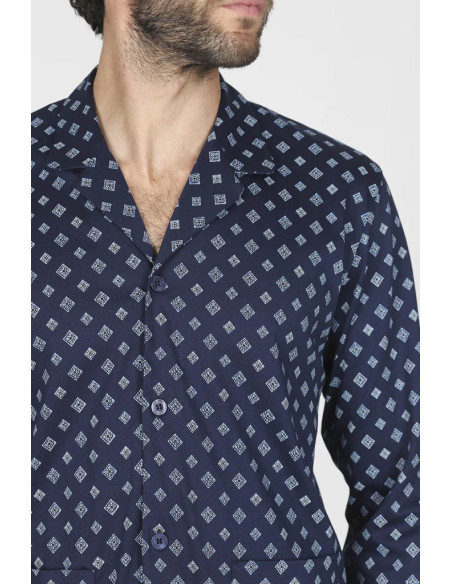 JULIPET PIGIAMA UOMO APERTO MANICA LUNGA E PANTALONE LUNGO INTERLOCK - NAPOLI