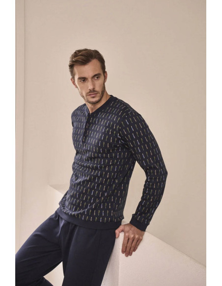 JULIPET PIGIAMA UOMO SERAFINO MANICA LUNGA E PANTALONE LUNGO INTERLOCK - NOGARA