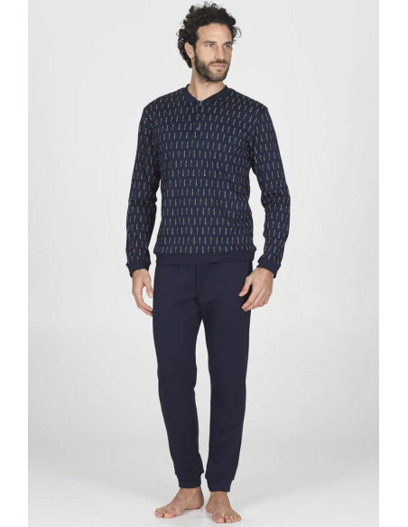 JULIPET PIGIAMA UOMO SERAFINO MANICA LUNGA E PANTALONE LUNGO INTERLOCK - NOGARA