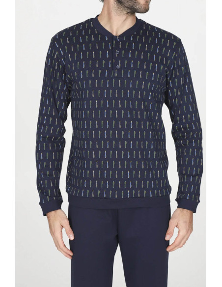 JULIPET PIGIAMA UOMO SERAFINO MANICA LUNGA E PANTALONE LUNGO INTERLOCK - NOGARA