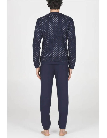 JULIPET PIGIAMA UOMO SERAFINO MANICA LUNGA E PANTALONE LUNGO INTERLOCK - NETTUNO