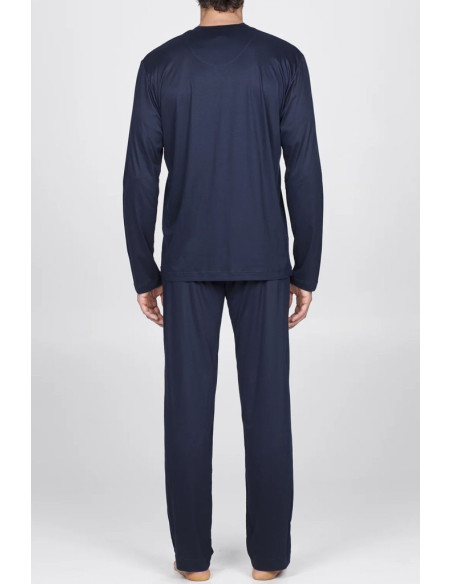 JULIPET PIGIAMA UOMO SCOLLO A V MANICA LUNGA E PANTALONE LUNGO IN LYOCEL - LUGANO