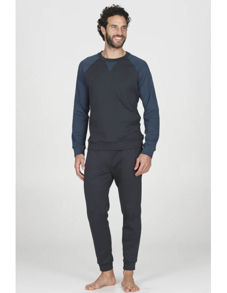 JULIPET PIGIAMA UOMO GIROCOLLO MANICA LUNGA E PANTALONE LUNGO INTERLOCK - NOTO