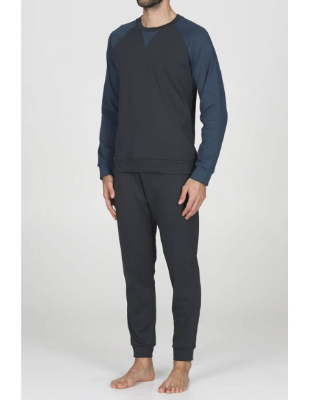 JULIPET PIGIAMA UOMO GIROCOLLO MANICA LUNGA E PANTALONE LUNGO INTERLOCK - NOTO