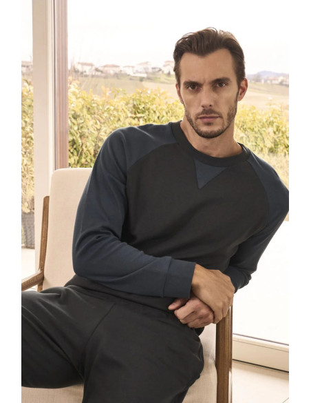 JULIPET PIGIAMA UOMO GIROCOLLO MANICA LUNGA E PANTALONE LUNGO INTERLOCK - NOTO