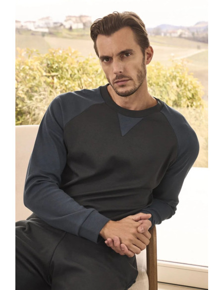 JULIPET PIGIAMA UOMO GIROCOLLO MANICA LUNGA E PANTALONE LUNGO INTERLOCK - NOTO