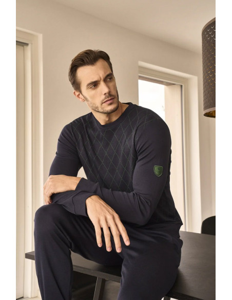 JULIPET PIGIAMA UOMO GIROCOLLO MANICA LUNGA E PANTALONE LUNGO COTONE MODAL - NAXOS