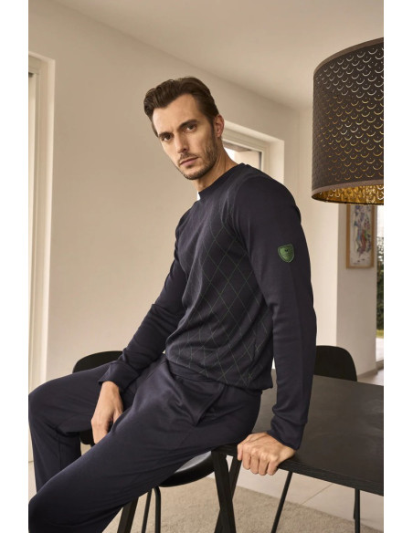JULIPET PIGIAMA UOMO GIROCOLLO MANICA LUNGA E PANTALONE LUNGO COTONE MODAL - NAXOS