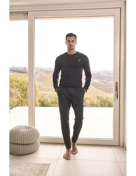JULIPET PIGIAMA UOMO GIROCOLLO MANICA LUNGA E PANTALONE LUNGO COTONE MODAL - NARNI