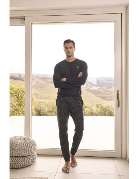 JULIPET PIGIAMA UOMO GIROCOLLO MANICA LUNGA E PANTALONE LUNGO COTONE MODAL - NARNI