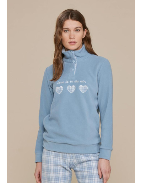 NOIDINOTTE PIGIAMA DONNA A LUPETTO MANICA LUNGA E PANTALONE LUNGO