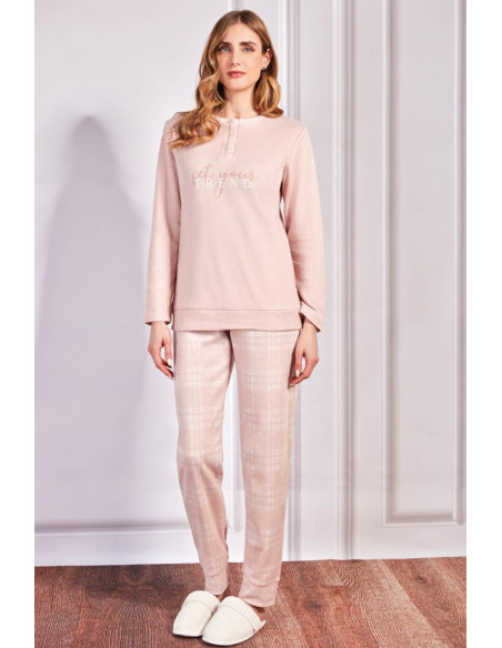 QBO PIGIAMA DONNA SERAFINO MANICA LUNGA E PANTALONE LUNGO IN PUNTO MILANO