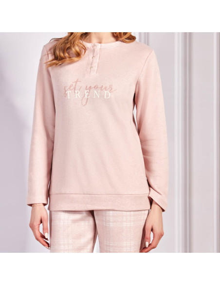 QBO PIGIAMA DONNA SERAFINO MANICA LUNGA E PANTALONE LUNGO IN PUNTO MILANO