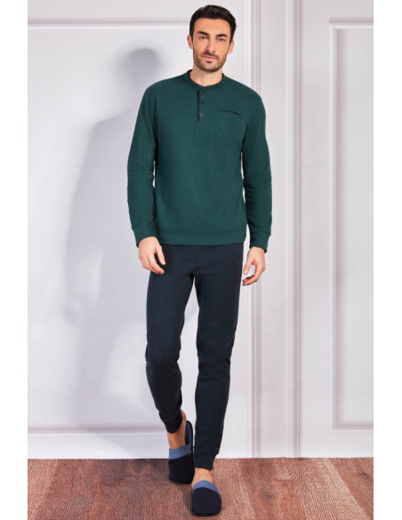 QBO PIGIAMA UOMO SERAFINO MANICA LUNGA E PANTALONE LUNGO IN PUNTO MILANO