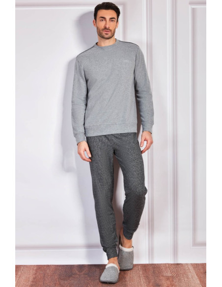 QBO PIGIAMA UOMO GIROCOLLO MANICA LUNGA E PANTALONE LUNGO IN PUNTO MILANO