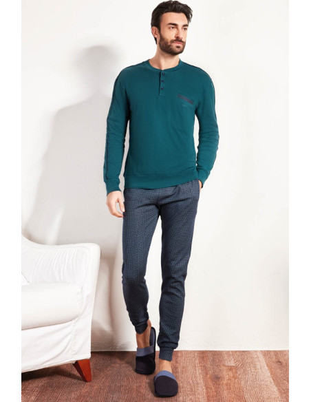 QBO PIGIAMA UOMO SERAFINO MANICA LUNGA E PANTALONE LUNGO COTONE INTERLOCK