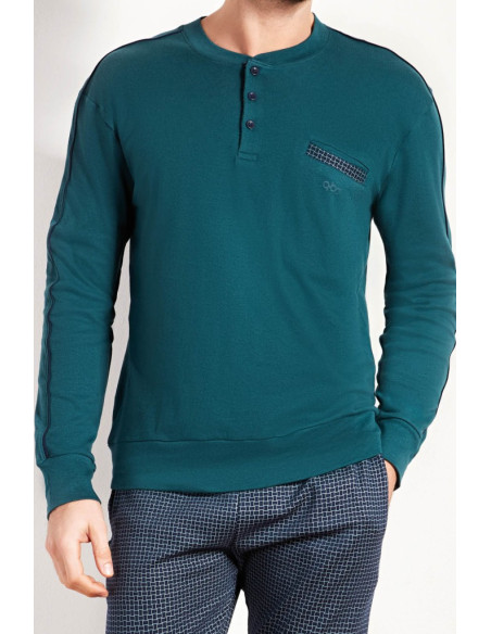 QBO PIGIAMA UOMO SERAFINO MANICA LUNGA E PANTALONE LUNGO COTONE INTERLOCK