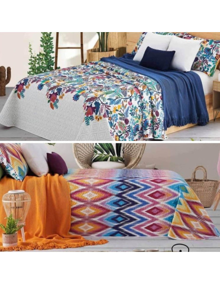 MANTEROL COPRILETTO GOFFRATO 1 PIAZZA 190 X 270 CM + FEDERA DOUBLE FACE - JUNGLE GIPSY