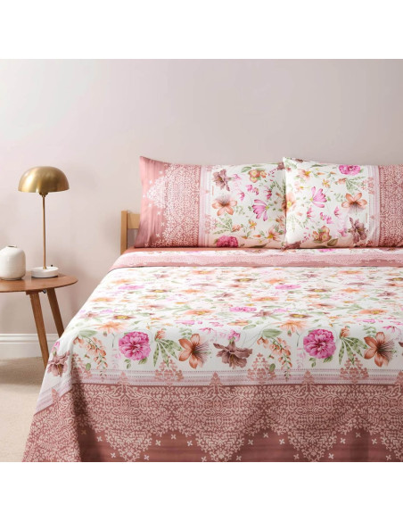 BASSETTI COMPLETO LENZUOLA COPRILETTO MATRIMONIALE - CASABLANCA