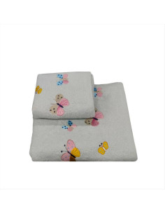 CA' D'ORO SET 2 ASCIUGAMANI IN SPUGNA DI COTONE - PAPILLON