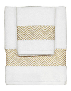 CA' D'ORO SET 2 ASCIUGAMANI IN SPUGNA DI COTONE - CHEVRON 2