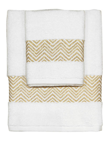 CA' D'ORO SET 2 ASCIUGAMANI IN SPUGNA DI COTONE...