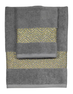 CA' D'ORO SET 2 ASCIUGAMANI IN SPUGNA DI COTONE - CHEVRON 2