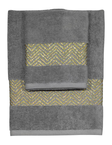 CA' D'ORO SET 2 ASCIUGAMANI IN SPUGNA DI COTONE...
