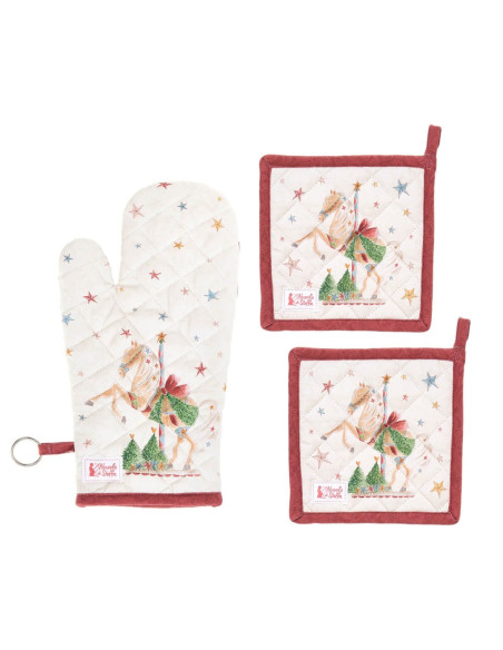 NUVOLE DI STOFFA SET GUANTO DA CUCINA E PRESINE - GIOSTRA